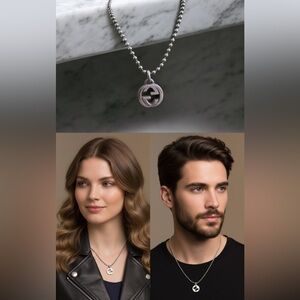 Gucci Silver Logo Pendant Necklace